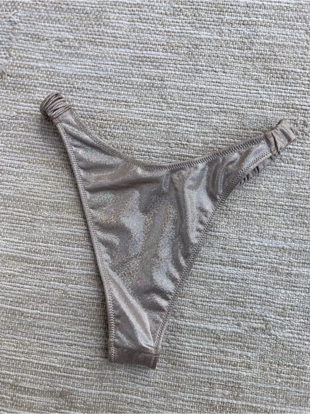 Strawberry Milk Mob Spectacle Bikini Bottom Cheeky Holographic Taupe sz M